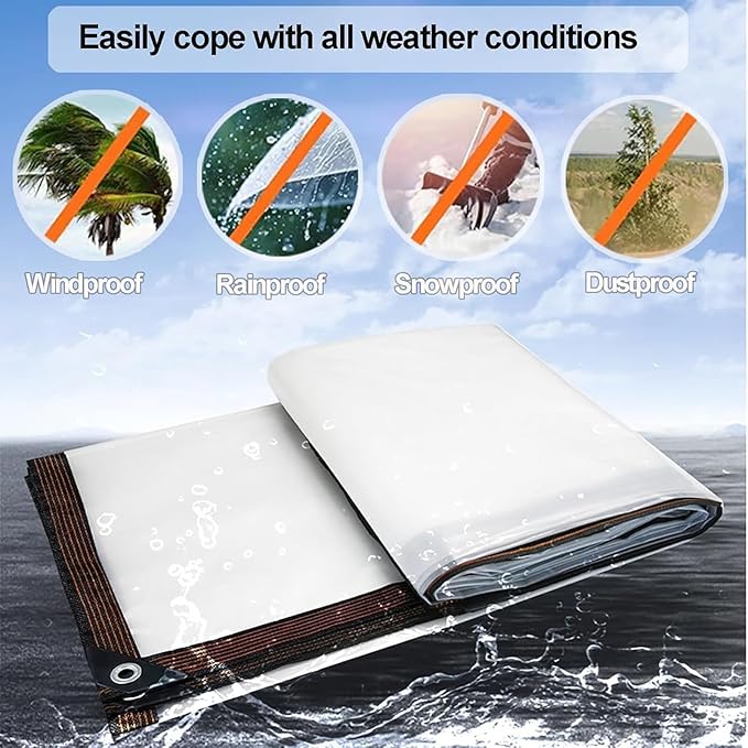 Clear Tarps 7x33FT Heavy Duty Waterproof, Outdoor Tarp with Grommets, Outdoor Garden Rainproof Covering for Chicken Coops, Patio, Porch and Outdoor Greenhouse Plant Cover