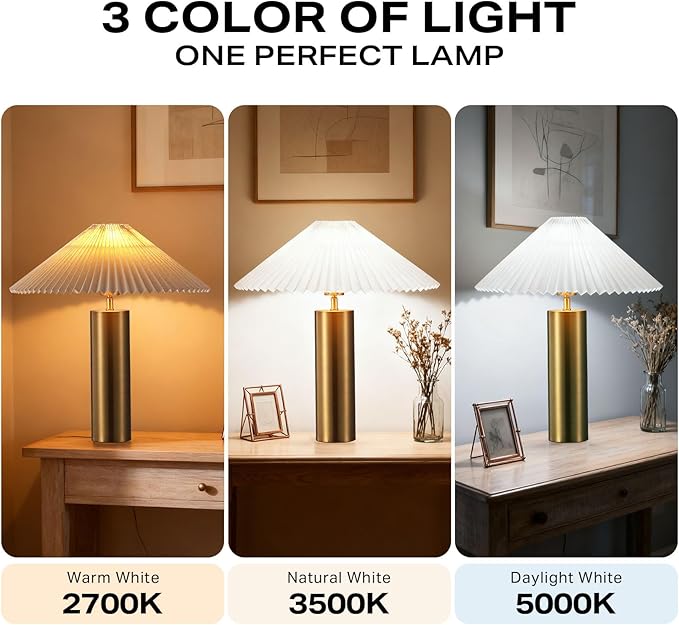 Modern Table Lamp with Metal Blade Lampshade and Cylindrical Base, E26 Bulb