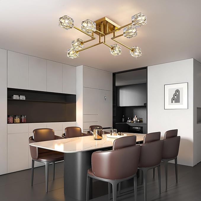 Modern Crystal Ceiling Light, Semi Flush Mount Ceiling Light Fixture