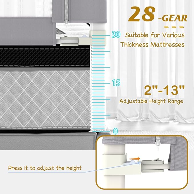 Height Adjustable Bed Rail for Toddlers, Kids Safety Baby Bed Rail for Twin/Full/King/Queen Size Bed (1 Side, 78.7 Inch)