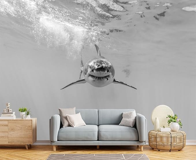 Shark Wall Mural Wallpaper for Bedroom 137" x 100"