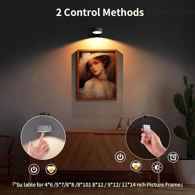 6 Pack Picture Lights for Wall, Rechargeable Battery Operated Wall Lights