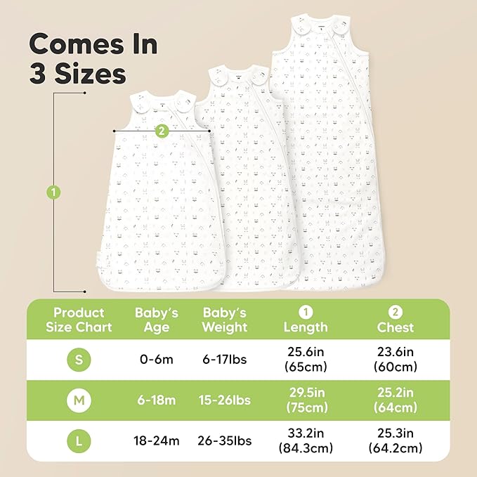 2-Pack Organic Baby Sleep Sacks, 100% Cotton - Soft & Breathable 0.5TOG Baby Wearable Blanket, Toddler Sleeping Sack 6-18 months, Easy to Wear Transitional Swaddles for Newborns (Butterflies, M)
