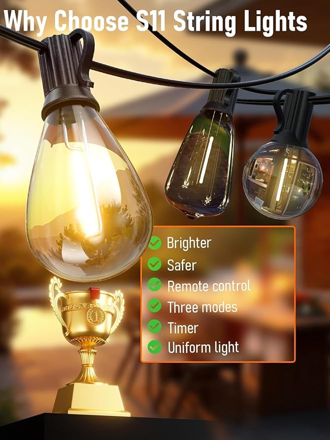 luckystyle 50FT LED Outdoor String Lights