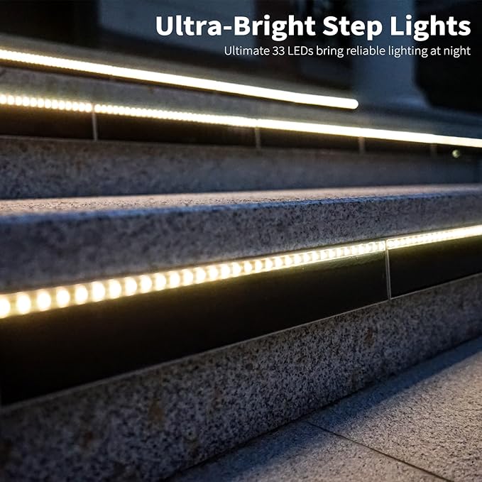 Solar Step Lights for Outside, 33 Focused-Beam High-Brightness LEDs, Waterproof