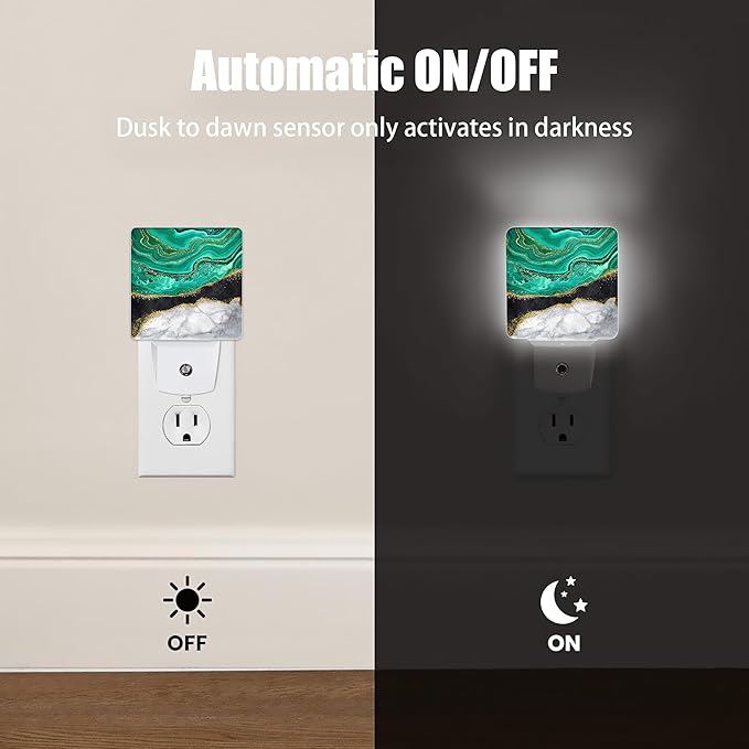 White Marble Night Light, Dusk to Dawn Sensor Nightlights