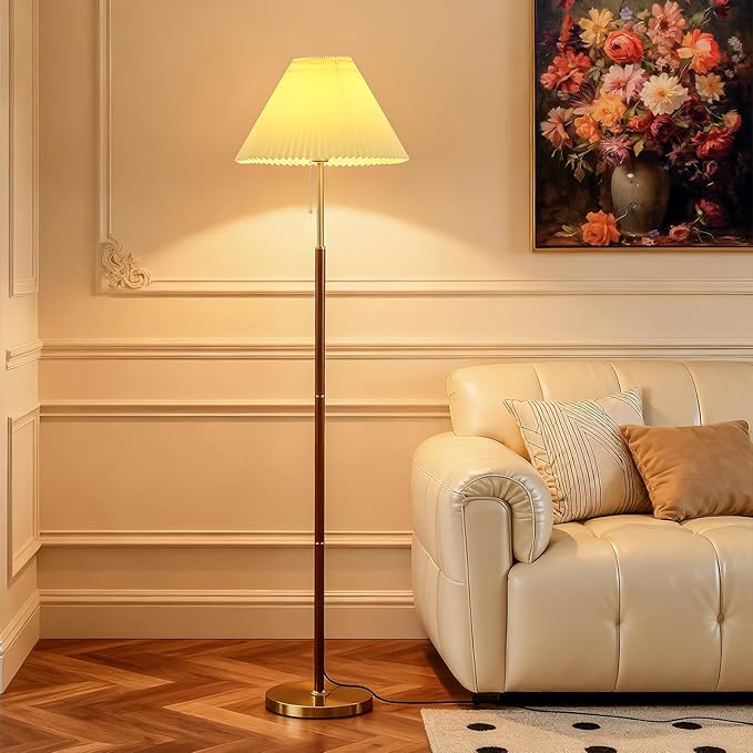 Pleated Lampshade Tall Floor Lamp