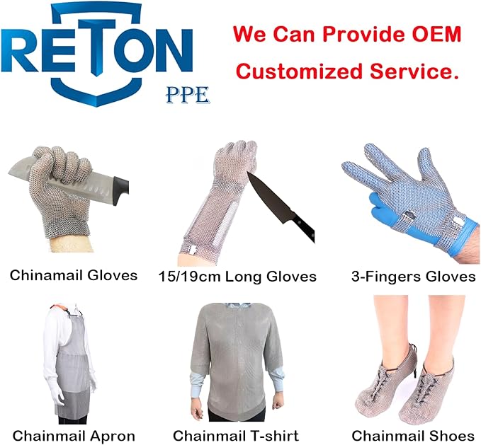 Chainmail Gloves for Cutting Meat&Food,Highest Level Cut Resistant Gloves for Women,Food Grade,Spring Wristband,Stainless Steel Mesh Metal Glove,Safety Work Cut Proof Glove for Butcher/Chef (X-Small)
