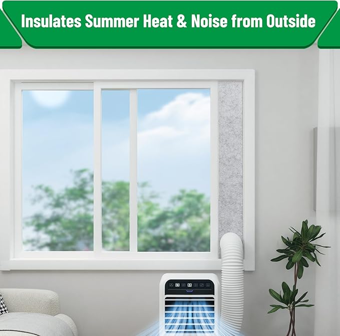 Forestchill Portable Air Conditioner Window Vent Kit with Insulation Foam Panels, Adjustable AC Vent Seal Kit with Mesh Guard for 5.9" Diameter Hose, Insulates Heat & Reduces Noise from Outside