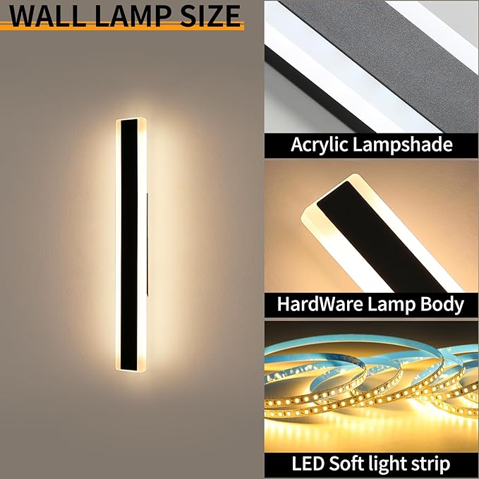 Mikeru 2pack 31.4inch Outdoor Wall Light Fixtures, 3000K Modern Outdoor Lights