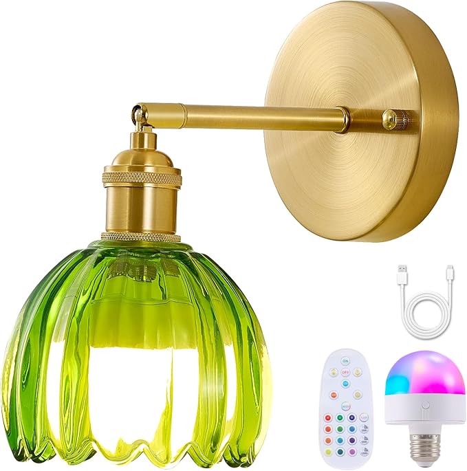 Vintage Battery Operated Wall Sconce 1 Pack, Modern Bathroom Wall Sconces