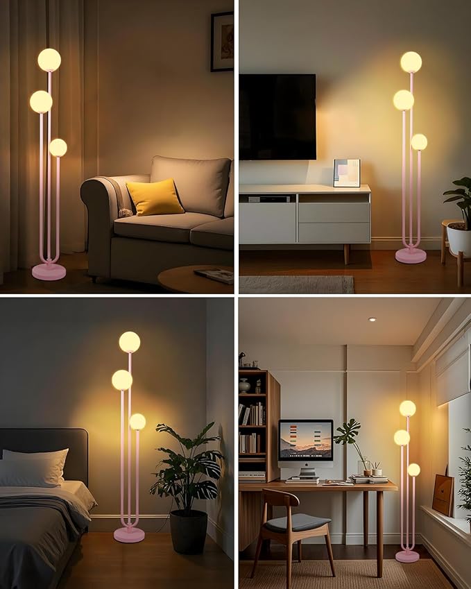 Lightdot 63IN Pink Floor Lamp Mid Century Modern Floor Lamp