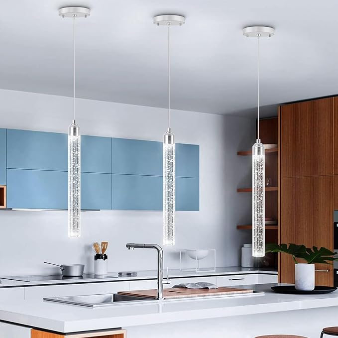 1-Light Modern Crystal Pendant Lighting LED Dimmable Pendant Light Kitchen