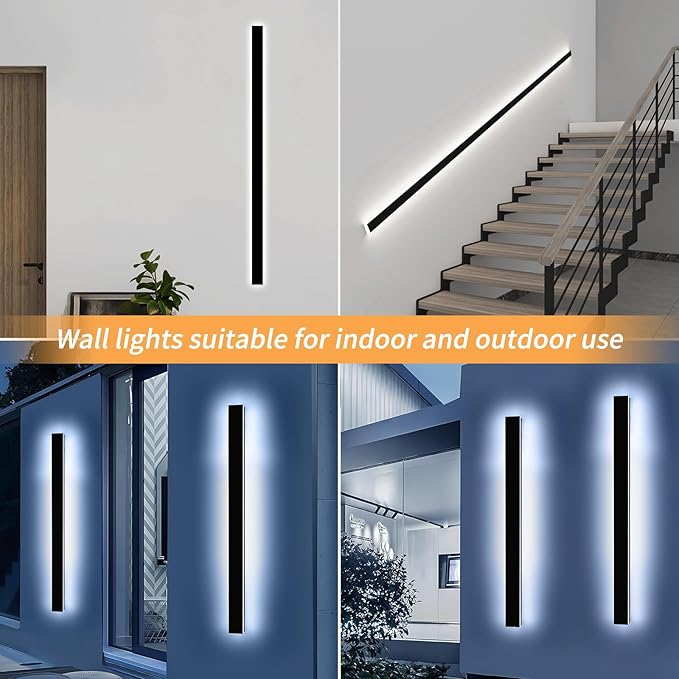 Mikeru 57" 2Pack Outdoor Wall Sconce 6000K Cool White