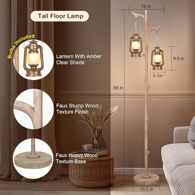 Scenekoy Vintage 68” Tall Floor Lamp