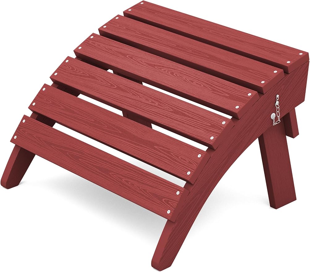 KINGYES Folding Adirondack Ottoman for Adirondack Chair, Red