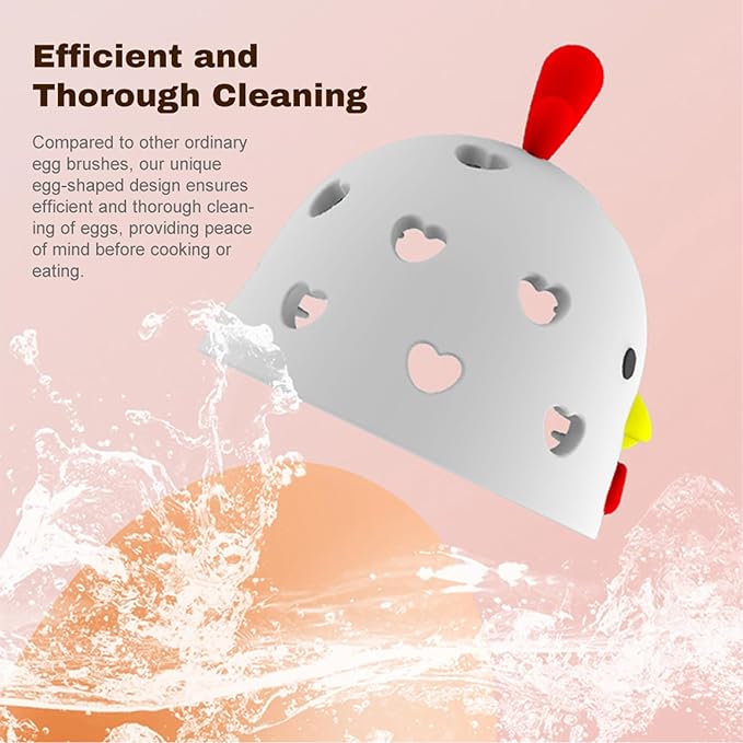 Dioche Egg Brush Cleaner, Egg Brush Cleaner Silicone Scrubber for Eggs - Multifunctional Vegetable & Fruit - Durable & Reusable Kitchen Tool (White)