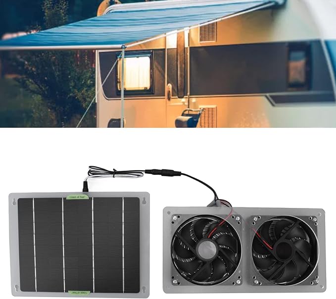 DAUERHAFT 100W Compact Solar Exhaust Ventilation Fan and Chicken Coop Fan for Greenhouses, Doghouses, Sheds