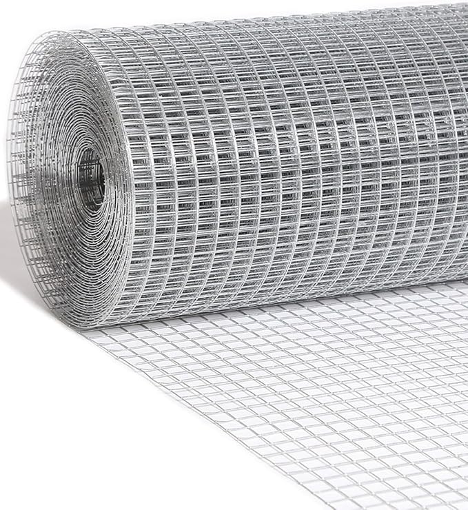 Hardware Cloth 1/2 inch 24 x 100 Ft 19-Gauge, Hot-Dip Galvanized After Welding, Chicken Wire Fence, Wire Mesh Roll, Garden Fencing, Gopher Wire, Rabbit Wire