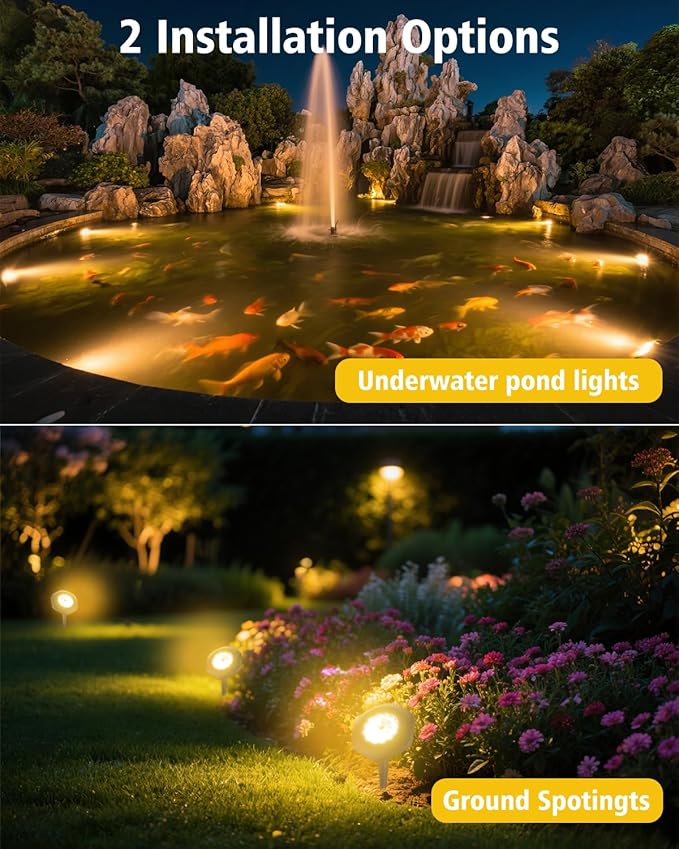 CORESLUX Solar Spot Lights Outdoor Waterproof IP68, 3-in-1 LED Warm Light Solar