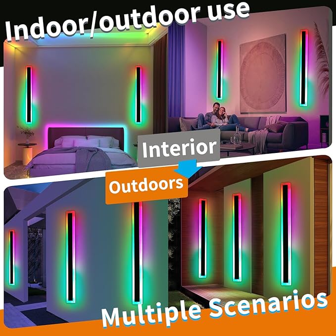 Mikeru Modern Outdoor Light Fixture, 57inch Modern RGB Outdoor Wall Light