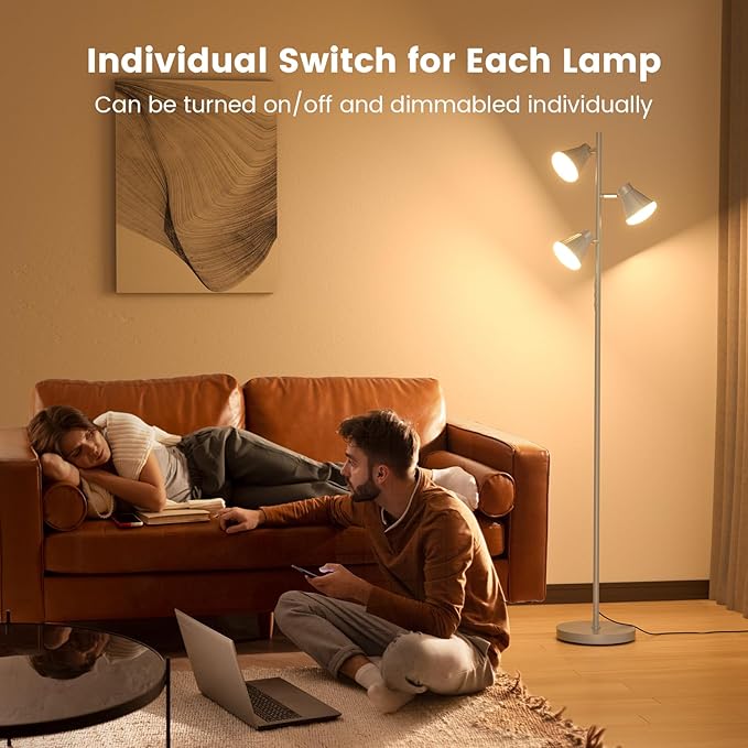 36W LED Tree Floor Lamp, Dimmable Tall Standing Lamp
