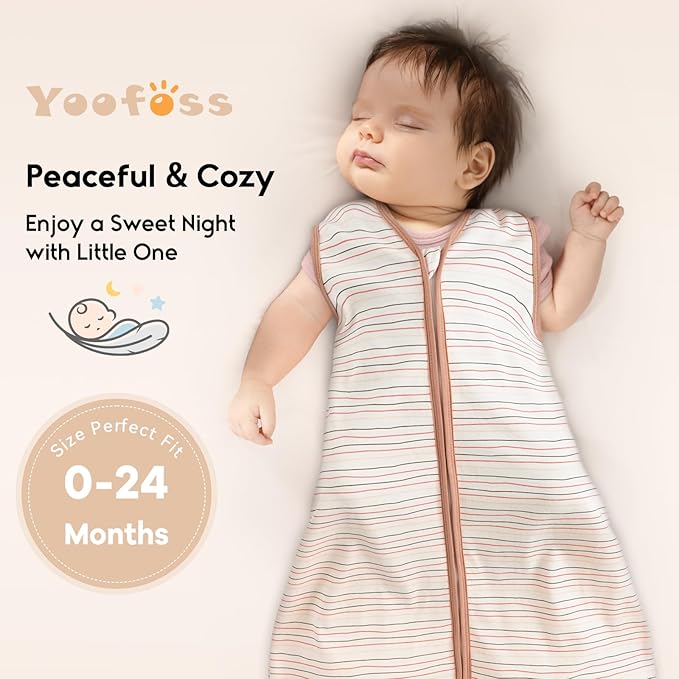 Yoofoss Baby Sleep Sack 0-6 Months 0.5 Tog Wearable Blanket for Baby, 3 Pack 100% Organic Cotton Infant Toddler Sleeping Sack 2-Way Zipper Lightweight Sleep Sack