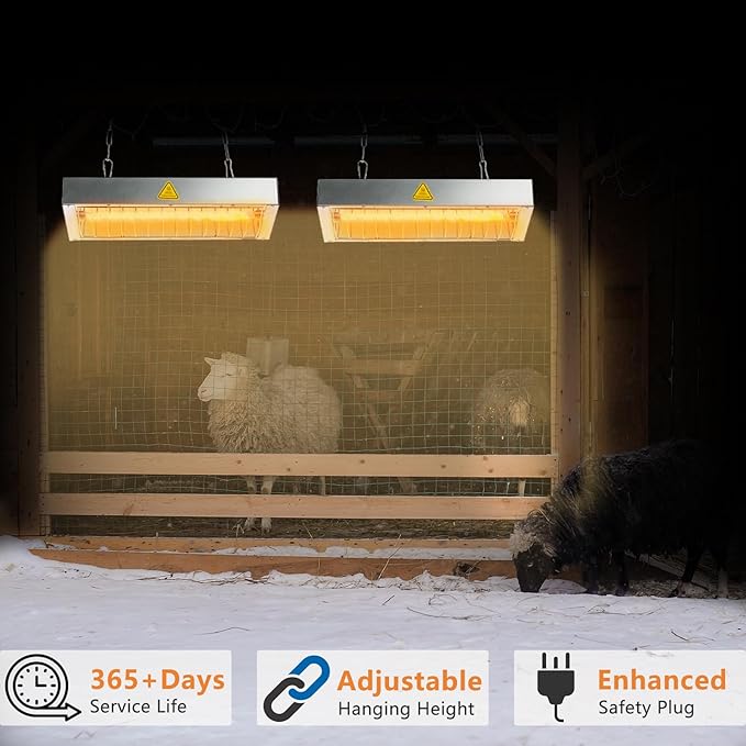 Chicken Coop Heater for Winter, Heat Lamp for Chickens 600W, Chicken Heater for Coop with 2 Heating Settings, for Poultry, Dogs, Pets, Birds, Animals