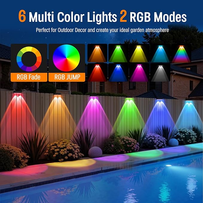 NIORSUN Solar Fence Lights, 6 Pack Deck Light, Led Outdoor Lights Warm White +