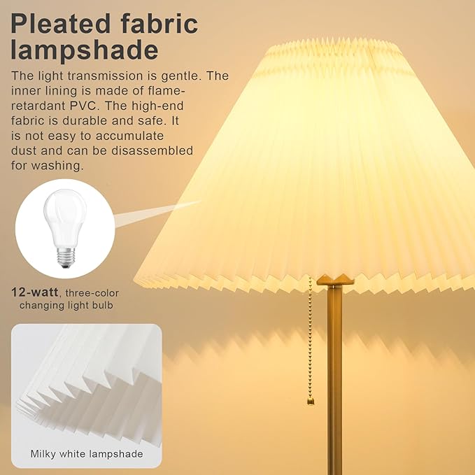 Pleated Lampshade Tall Floor Lamp