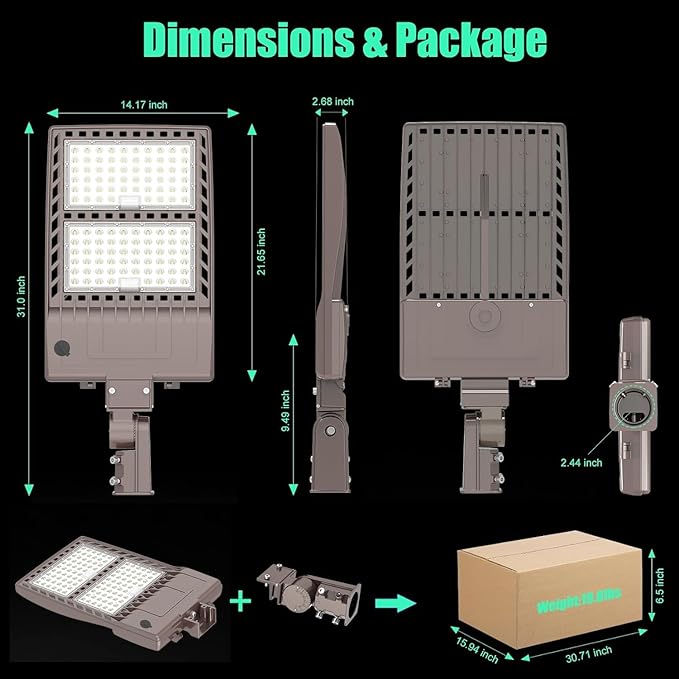 BBESTLED 400W LED Parking Lot Light Dusk to Dawn Photocell Outdoor Pole Mount