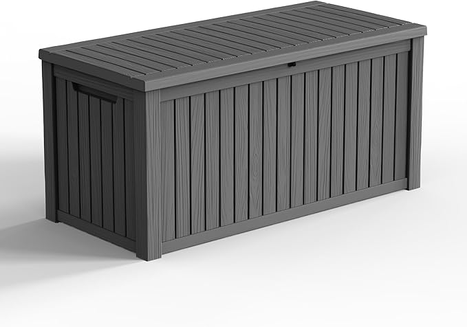 200 Gallon Waterproof Outdoor Storage Box, UV Resistant Resin Deck Box with Hydraulic Rod for Reinforced Stability, Perfect for Patio, Garden, and Pool,Black