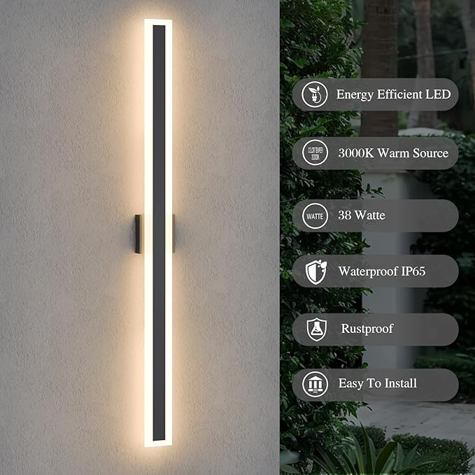 LamQee 47.2 Inch Long Outdoor Wall Lights Modern Exterior Lighting Fixtures