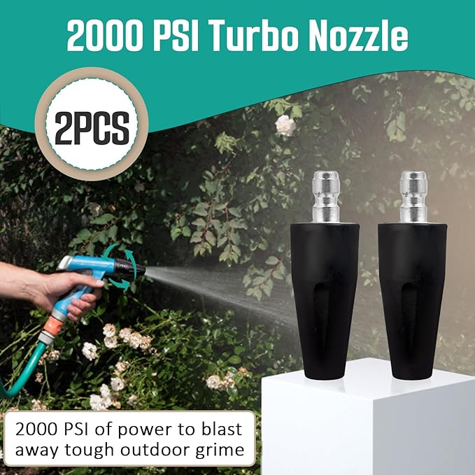 2 Pcs 2000 PSI Turbo Nozzle Pressure Washer Replacement for Greenworks 5201402, 1/4-Inch Quick Connect, Rotary Pressure Washer Nozzle