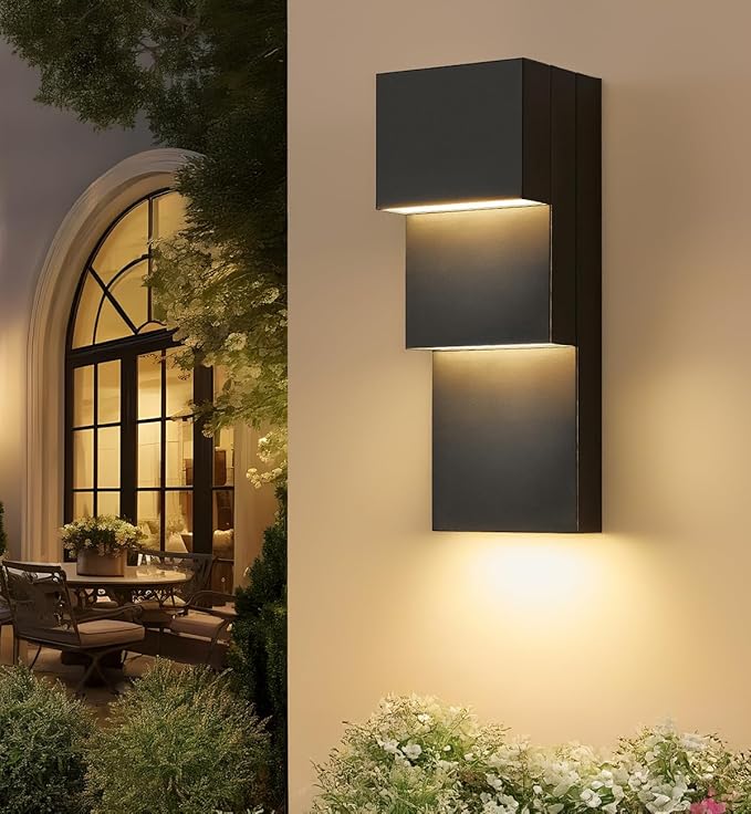 tewei Modern LED Outdoor Wall Sconce 30W Exterior Lighting Fixtures, Warm White