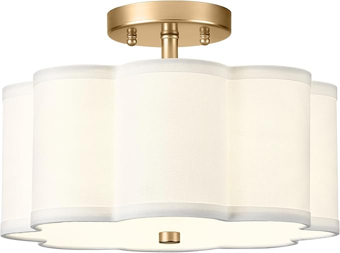 Gold Semi Flush Mount Ceiling Light, 3-Light 12.5" Ceiling Lighting Fixtures