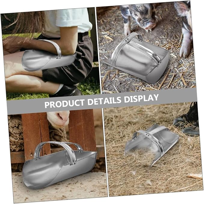 TOYANDONA Thickened Iron Feed Shovel for Veterinary Use Heavy Duty Farm Food Scoop Long Handle for Livestock Feeding and Grain Handling