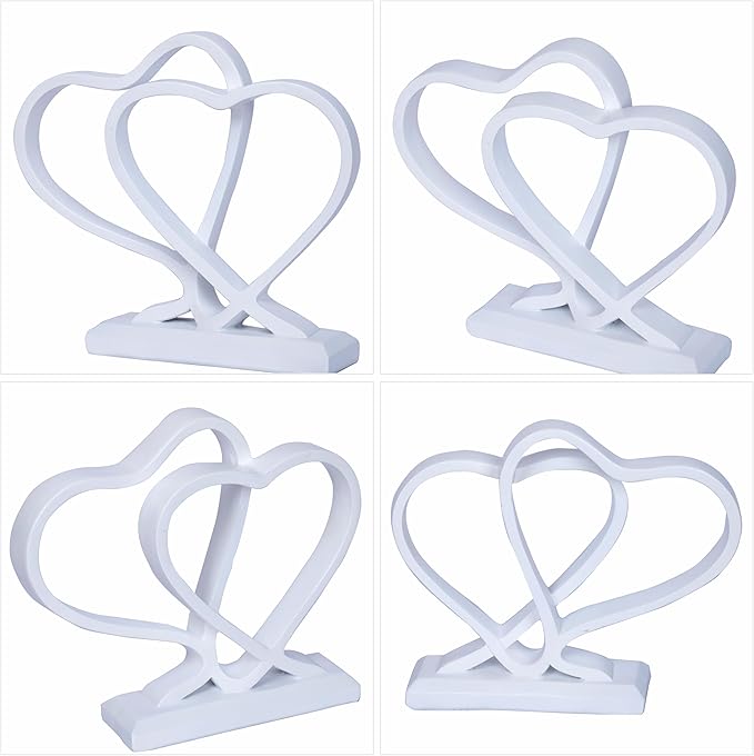 White Heart Sculpture for Living Room Decor Heart Decoration Gift for Her and Him Love Wedding Anniversary Couples Gift Modern Heart Statue for Home Coffee Table Dining Table Centerpiece Birthday