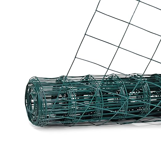 Fencer Wire 16 Gauge Green Vinyl Coated Welded Wire Mesh Size 2 inch X 3 inch, Green, 6 ft x50 feet