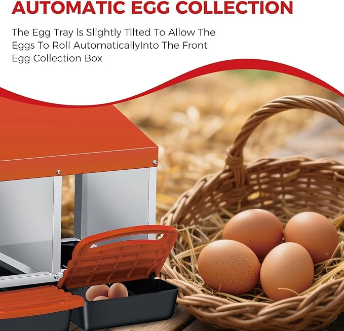 Garvee Chicken Nesting Boxes, 4 Hole Roll-Away Nesting Boxes for Chickens Coop with Perch, Hens, Ducks & Other Poultry,Egg Laying Box with Lid Cover to Protect Eggs,Easy to Assemble