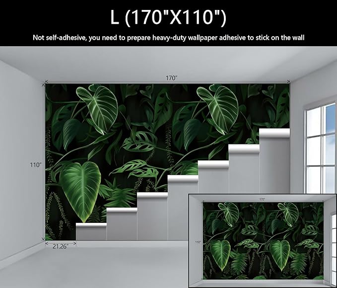 WFBHUA-Green Banana Leaf Wallpaper Mural Tropical Jungle Botanical Leaves Wallpaper for Living Room Bedroom(Not Peel and Stick)