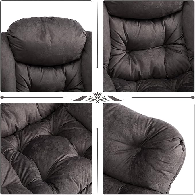 HollyHOME Modern Fabric Large Lazy Chair, Accent Oversized Comfy Reading Chair, Thick Padded Cozy Lounge Chair with Armrest, Steel Frame Leisure Sofa Chair for Living Room, Bedroom, Dorm, Coffee Grey
