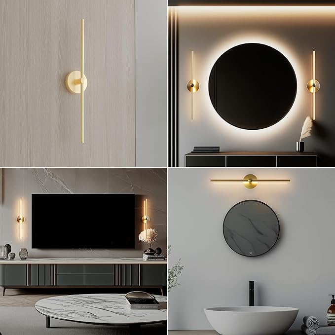 ZAGO 24 Inch LED Indoor Linear Wall Sconces Set of Two, 3CCT Switchable