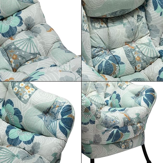 HollyHOME Modern Fabric Large Lazy Chair, Accent Oversized Comfy Reading Chair, Thick Padded Cozy Lounge Chair with Armrest, Steel Frame Leisure Sofa Chair for Living Room, Bedroom, Dorm, Fan Print