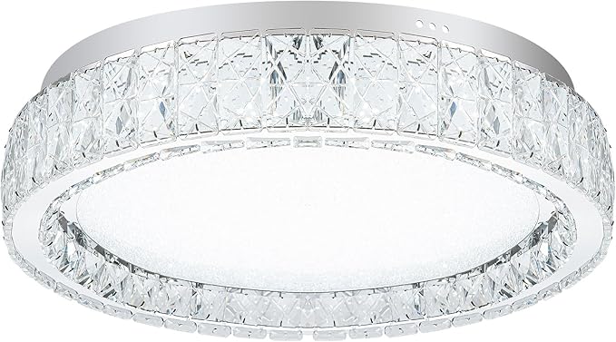 Krychiler 17.7" Bright Crystal Flush Mount Ceiling Lights, Dimmable LED Modern