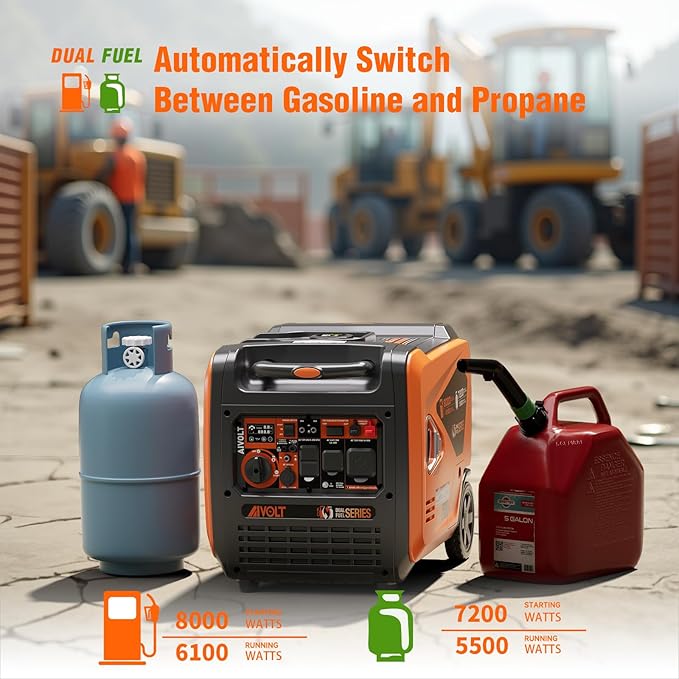 AIVOLT 8000W Dual Fuel Super Quiet Inverter Generator with Electric Start - Gas Propane Powered Portable Generator Upgraded Version for Home Backup, RV, Camping & Travel - 50 State Approved