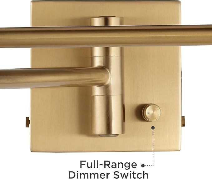 Barnes and Ivy Alta Swing Arm Wall Mounted Lamp Warm Antique Brass Plug-in