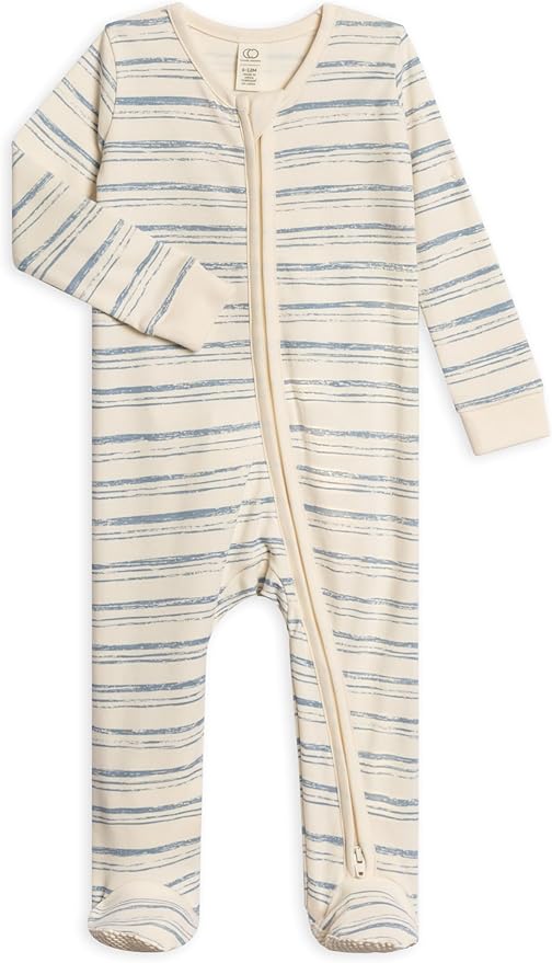 Colored Organics Baby Zip-Up Footed Sleeper with 2-Way Zipper - Newborn Organic Cotton Pajamas