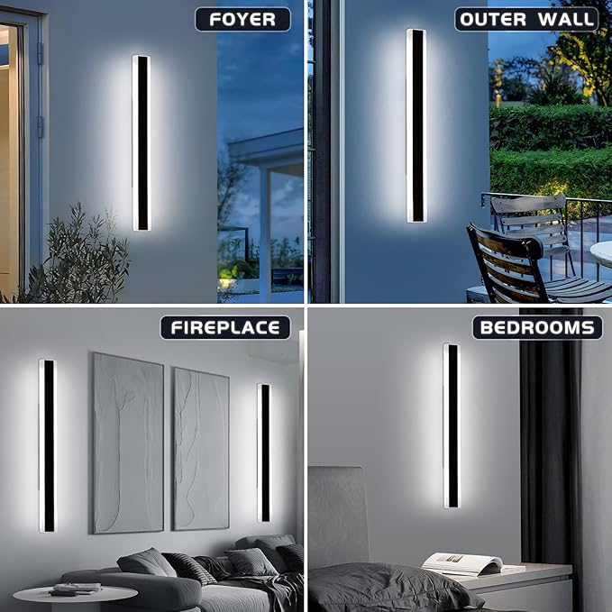 Mikeru 39.3inch Long Led Wall Light, 6000k Cool White Modern Outdoor Wall Light