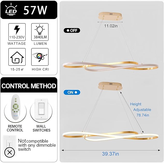 Luxury Gold Modern LED Pendant Light